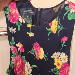 Lauren Ralph Lauren 100% Silk Floral Navy Maxi